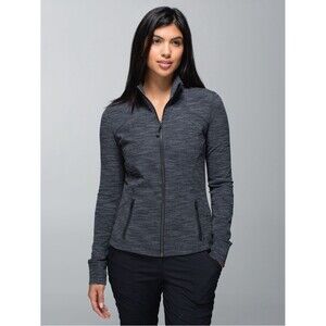Lululemon Forme Jacket Heathered Charcoal Full Zip Size 8 Slim Fit Thumbholes